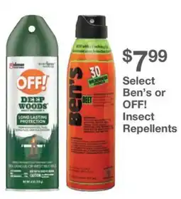 Kinney Drugs Select Ben's or OFF! Insect Repellents offer