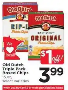 Cub Foods Old Dutch Triple Pack Boxed Chips offer