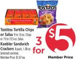 Safeway Tistitos Tortilla Chips Or Salsa, Keebler Sandwich Crackers offer