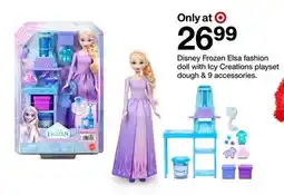 Target Disney Frozen Elsa fashion doll with icy creations playset, dough & 9 accessories offer