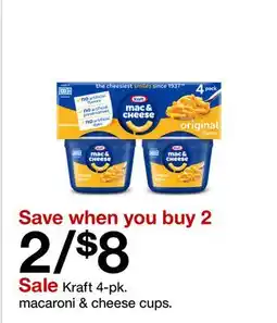 Target Kraft 4-pk. macaroni & cheese cups offer