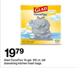 Target Glad ForceFlex 13-gal. 100-cf. tall drawstring kitchen trash bags offer