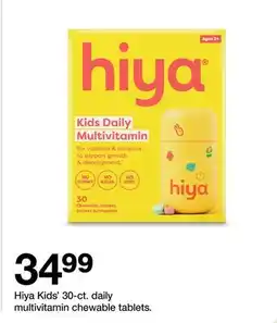 Target Hiya Kids' 30-ct. daily multivitamin chewable tablets offer