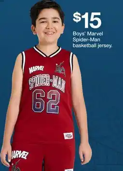 Target Boys' Marvel Spider-Man basketball jersey offer