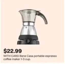 CVS Bene Casa portable espresso coffee maker 1-3 cup offer