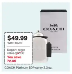CVS COACH Platinum EDP spray 3.3 oz offer