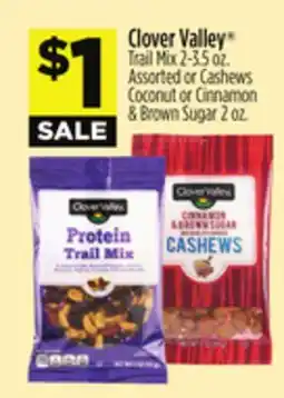 Dollar General Clover Valley Trail Mix 2-3.5 oz. Assorted or Cashews Coconut or Cinnamon & Brown Sugar 2 oz offer