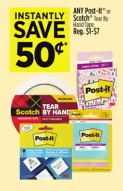 Dollar General Post-It or Scotch Tear By Hand Tape offer