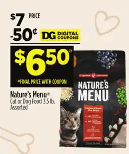 Dollar General Nature's Menu Cat or Dog Food offer