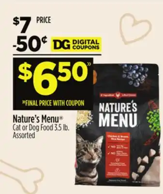 Dollar General Nature's Menu Cat or Dog Food offer