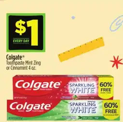 Dollar General Colgate Toothpaste Mint Zing or Cinnamint offer