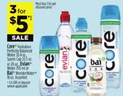 Dollar General Core Hydration Perfectly Balanced Water, Sports Cap, Evian Water or Bai WonderWater offer