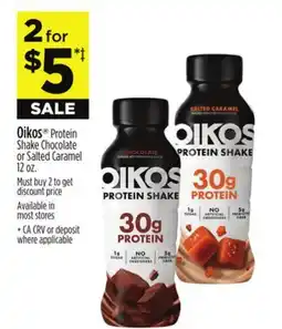 Dollar General Oikos Protein Shake Chocolate or Salted Caramel offer