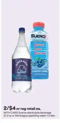 CVS Suerox electrolyte beverage 21.3 oz or Mineragua sparkling water offer
