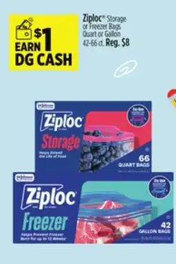 Dollar General Ziploc Storage or Freezer Bags offer
