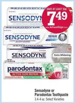 Price Chopper Sensodyne or parodontax Toothpaste offer