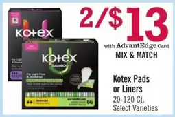 Price Chopper Kotex Pads or Liners offer