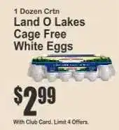 Key Food Land O Lakes Cage Free White Eggs offer