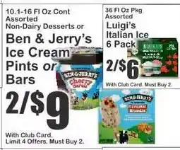 Key Food Ben & Jerry's Ice Cream Pints or Bars offer