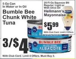Key Food Bumble Bee Chunk White Tuna offer