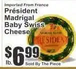 Key Food Président Madrigal Baby Swiss Cheese offer
