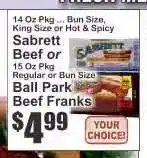 Key Food Ball Park Beef Franks offer