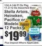 Key Food Stella Artois, Heineken, Pacifico or Modelo 12 Packs offer