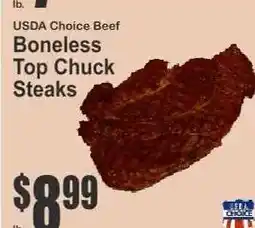 Key Food USDA Choice Beef Boneless Top Chuck Steaks offer