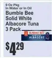 Key Food Bumble Bee Solid White Albacore Tuna 3 Pack offer