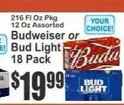 Key Food Budweiser or Bud Light 18 Pack offer
