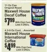Key Food Maxwell House Decaf Coffee offer