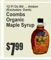 Key Food Coombs Organic Maple Syrup offer