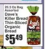 Key Food Dave's Killer Bread Thin-Sliced Organic Bread offer