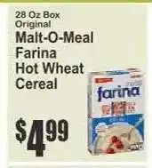 Key Food Malt-O-Meal Farina Hot Wheat Cereal offer