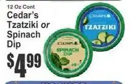 Key Food Cedar's Tzatziki or Spinach Dip offer