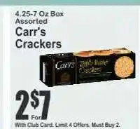 Key Food Carr's Crackers offer