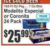 Key Food Modelo Especial or Coronita 24 Pack offer