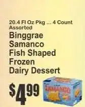 Key Food Binggrae Samanco Fish Shaped Frozen Dairy Dessert offer