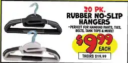 Ollie's 20 PK. RUBBER NO-SLIP HANGERS offer