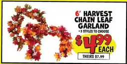 Ollie's 6' HARVEST CHAIN LEAF GARLAND offer