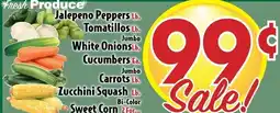 Butera Jalepeno Peppers, Tomatillos, White Onions, Cucumbers, Carrots, Zucchini Squash, Sweet corn offer