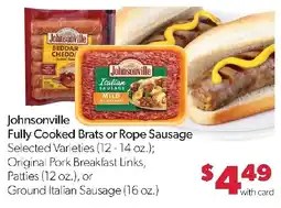 Family Fresh Market Johnsonville Fully Cooked Brats or Rope Sausage offer