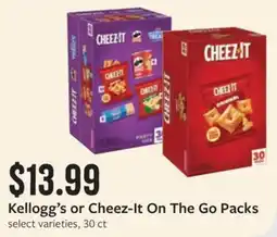 Fareway Kellogg's or Cheez-It On The Go Packs offer