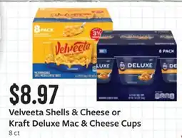 Fareway Velveeta Shells & Cheese or Kraft Deluxe Mac & Cheese Cups offer