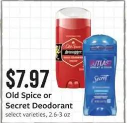 Fareway Old Spice or Secret Deodorant offer
