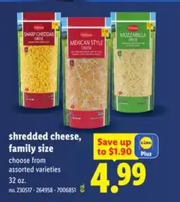Lidl shredded cheese, family size offer
