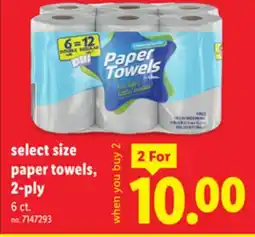 Lidl select size paper towels, 2-ply offer