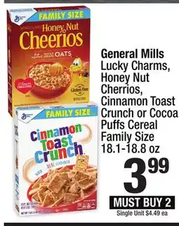 Super King Markets General Mills Lucky Charms, Honey Nut Cherrios, Cinnamon Toast Crunch or Cocoa Puffs Cereal offer