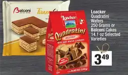 Super King Markets Loacker Quadratini Wafers 250 Grams or Balconi Cakes 14.1 oz offer
