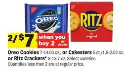 Meijer Nabisco Oreo Cookies 7-14.03 oz., or Cakesters 5 ct./1.5-2.02 oz. or Ritz Crackers* 8-13.7 oz offer